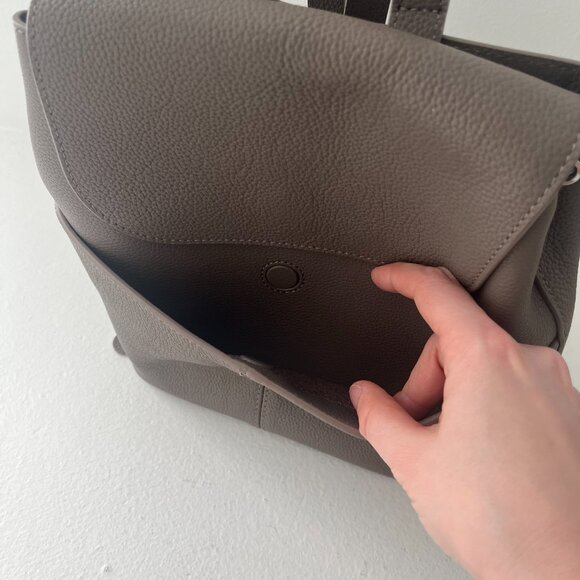 Used Quince Italian Leather Small Backpack Color Mink, Taupe Leather Backpack - Picture 6 of 15